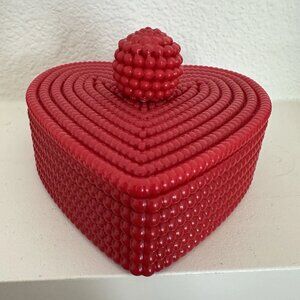 Beaded Heart Decorative Box With Lid, New.